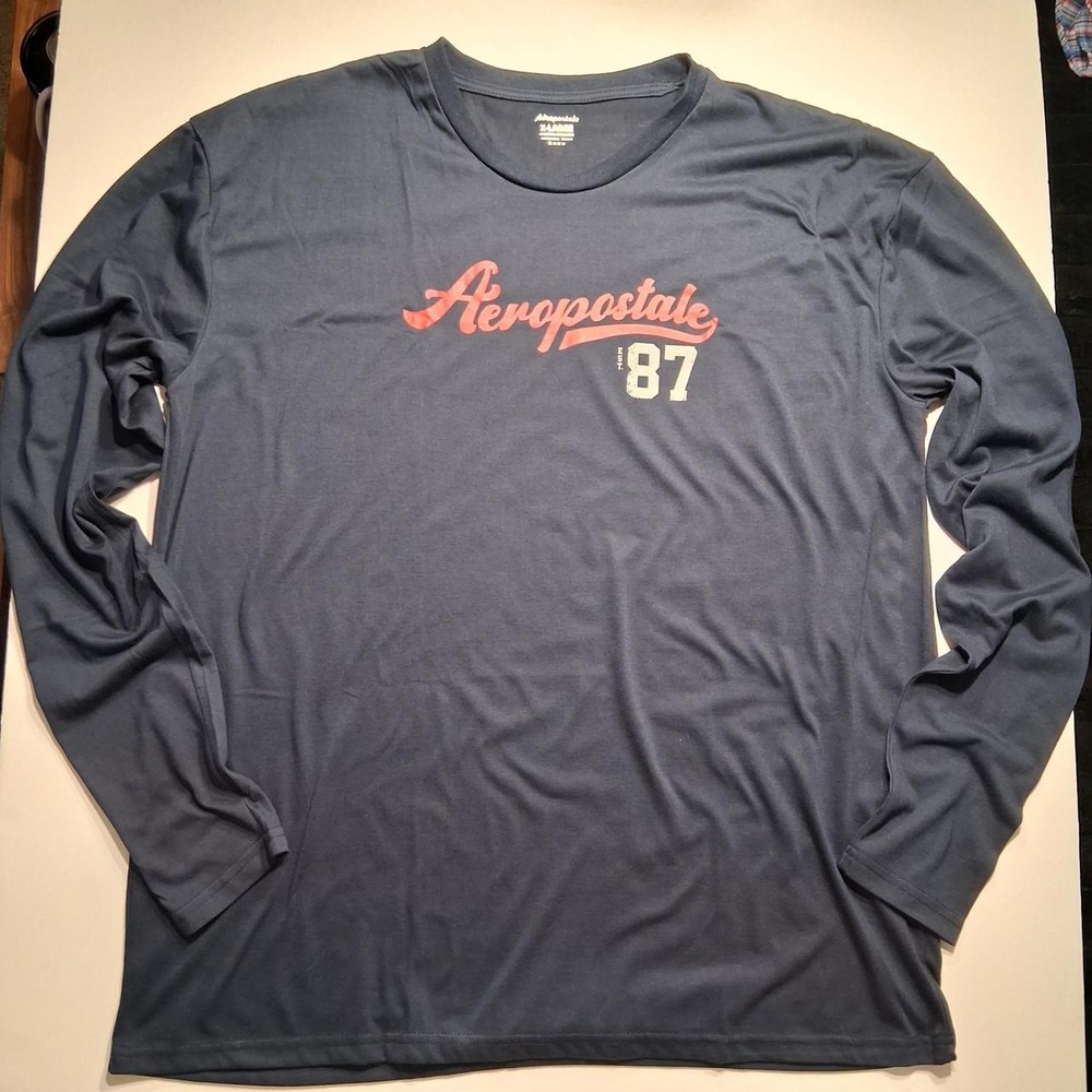 Mens Navy Aeropostale long sleeve tee shirt with red 'Aeropostale 87' logo